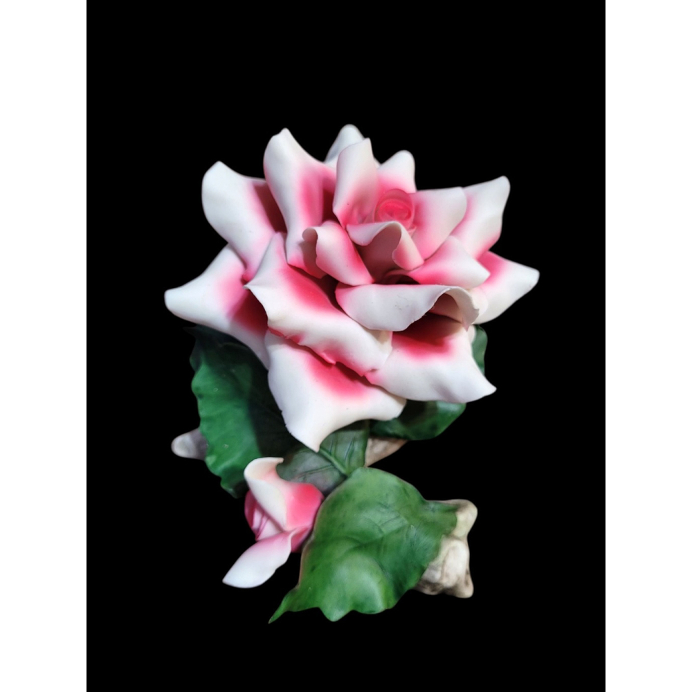 Vintage Fabar Capodimonte Porcelain Made in Italy Pink & White Roses